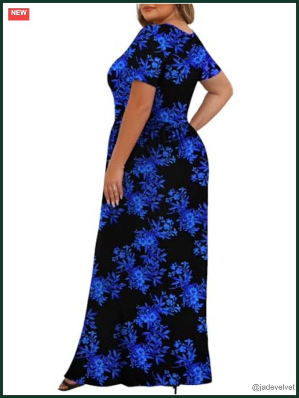 Plus Size Maxi Dress with Pockets Short Sleeve for Summer - Picture 3 of 6
